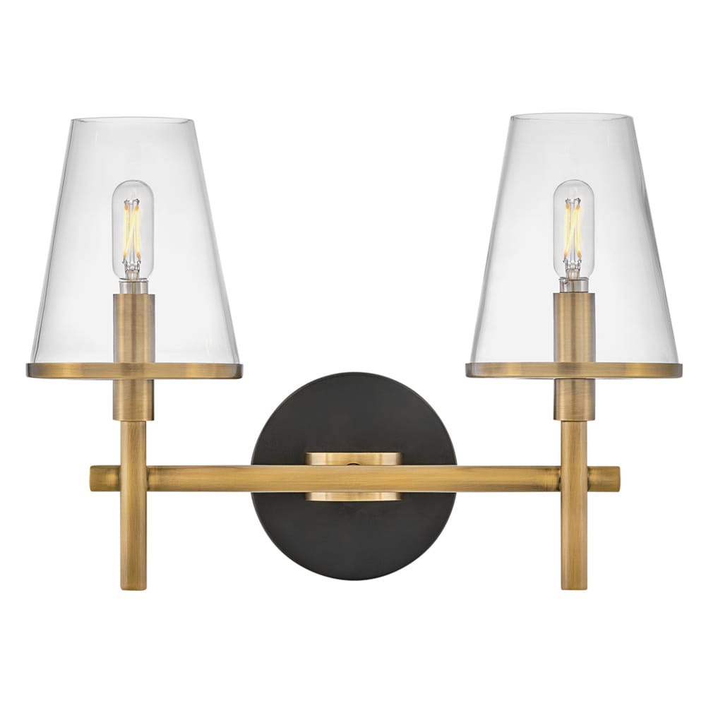 Hinkley Marten 15-in 2 Light Satin Brass Transitional Bathroom Vanity light