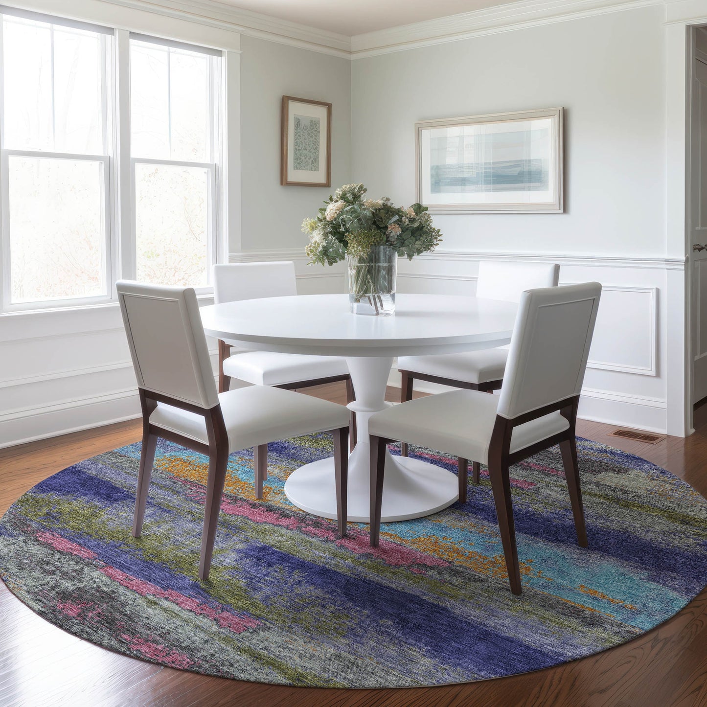 Addison Rugs Chantille ACN942LV 8 x 8 (ft) Loomed Polyester Lavender Round Indoor/Outdoor Geometric Machine washable Pet Friendly Area rug