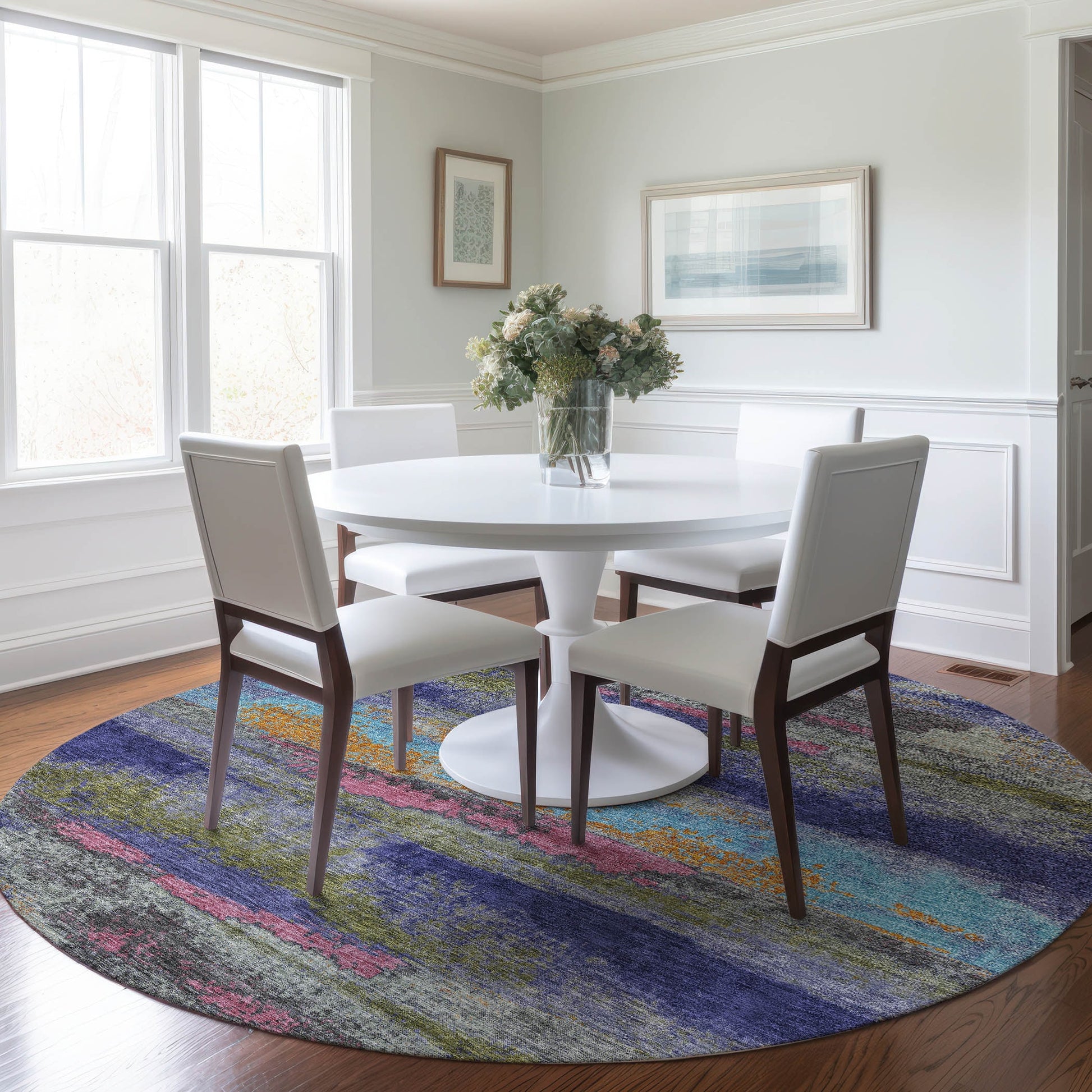 Addison Rugs Chantille ACN942LV 8 x 8 (ft) Loomed Polyester Lavender Round Indoor/Outdoor Geometric Machine washable Pet Friendly Area rug