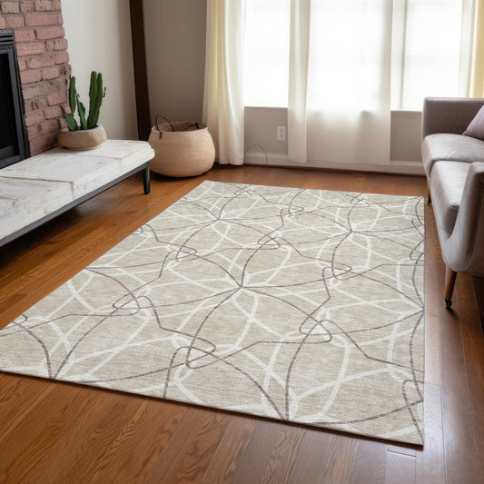 Addison Rugs Chantille ACN950BG 9 x 12 (ft) Loomed Polyester Beige Rectangular Indoor/Outdoor Machine washable Pet Friendly Area rug