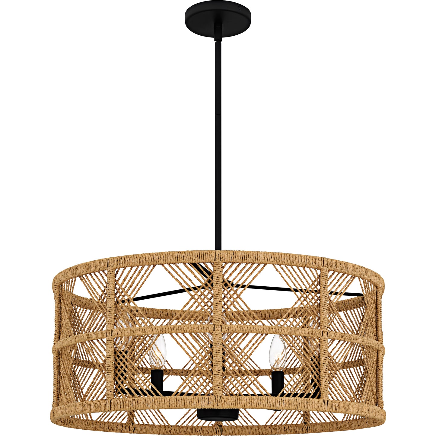 Quoizel Axford 5 -Light Matte Black Modern/contemporary Paper Drum Large Indoor Hanging Pendant Light