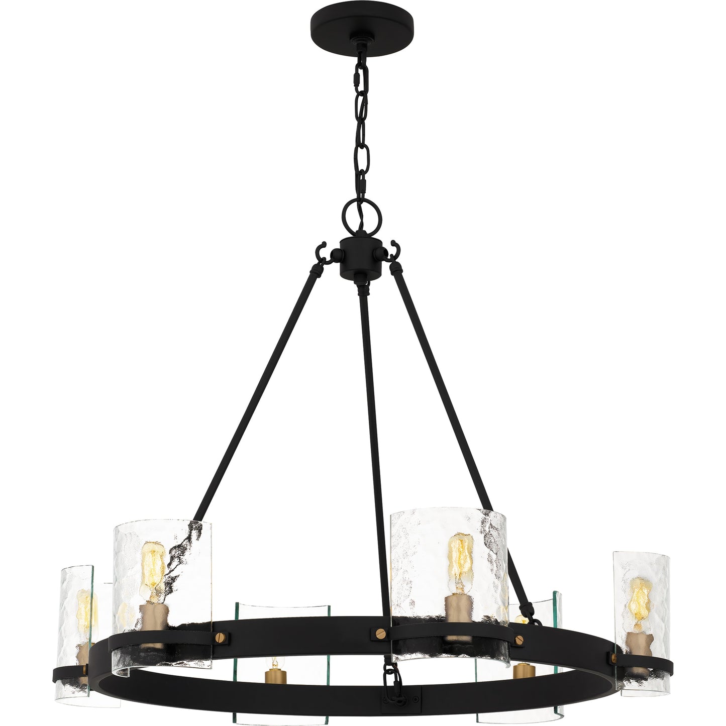 Quoizel Gloucester 6 -Light Matte Black Indoor Textured glass Glass Steel Chandelier
