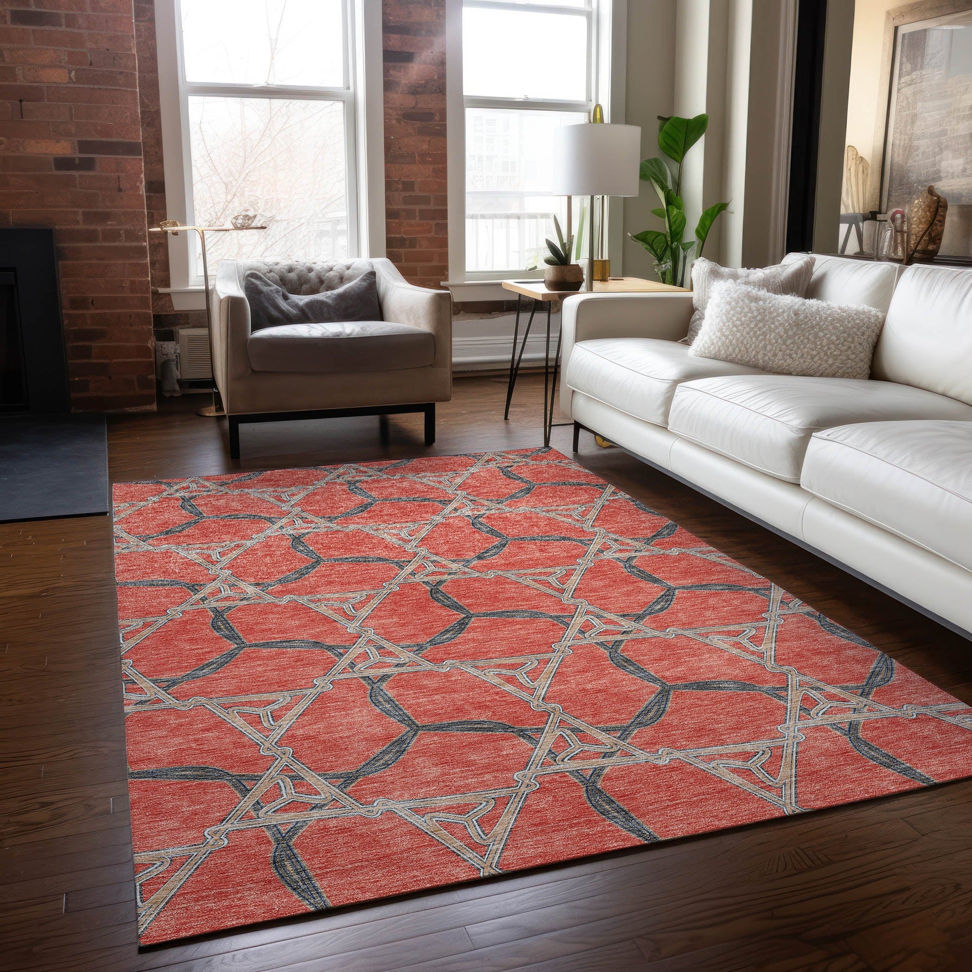 Addison Rugs Chantille ACN959CR 8 x 10 (ft) Loomed Coral Rectangular Indoor/Outdoor Machine washable Pet Friendly Area rug