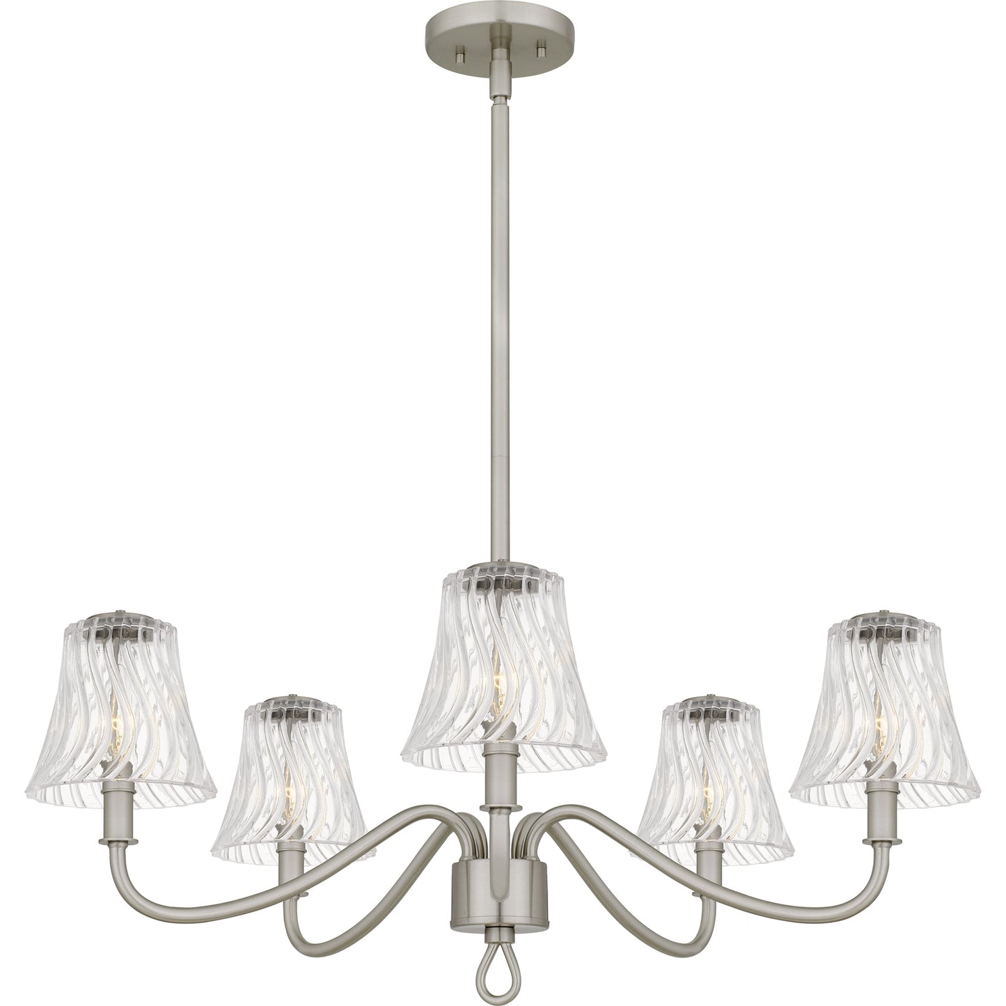 Quoizel McKinney 5 -Light Brushed Nickel Indoor Clear glass Glass Steel Chandelier