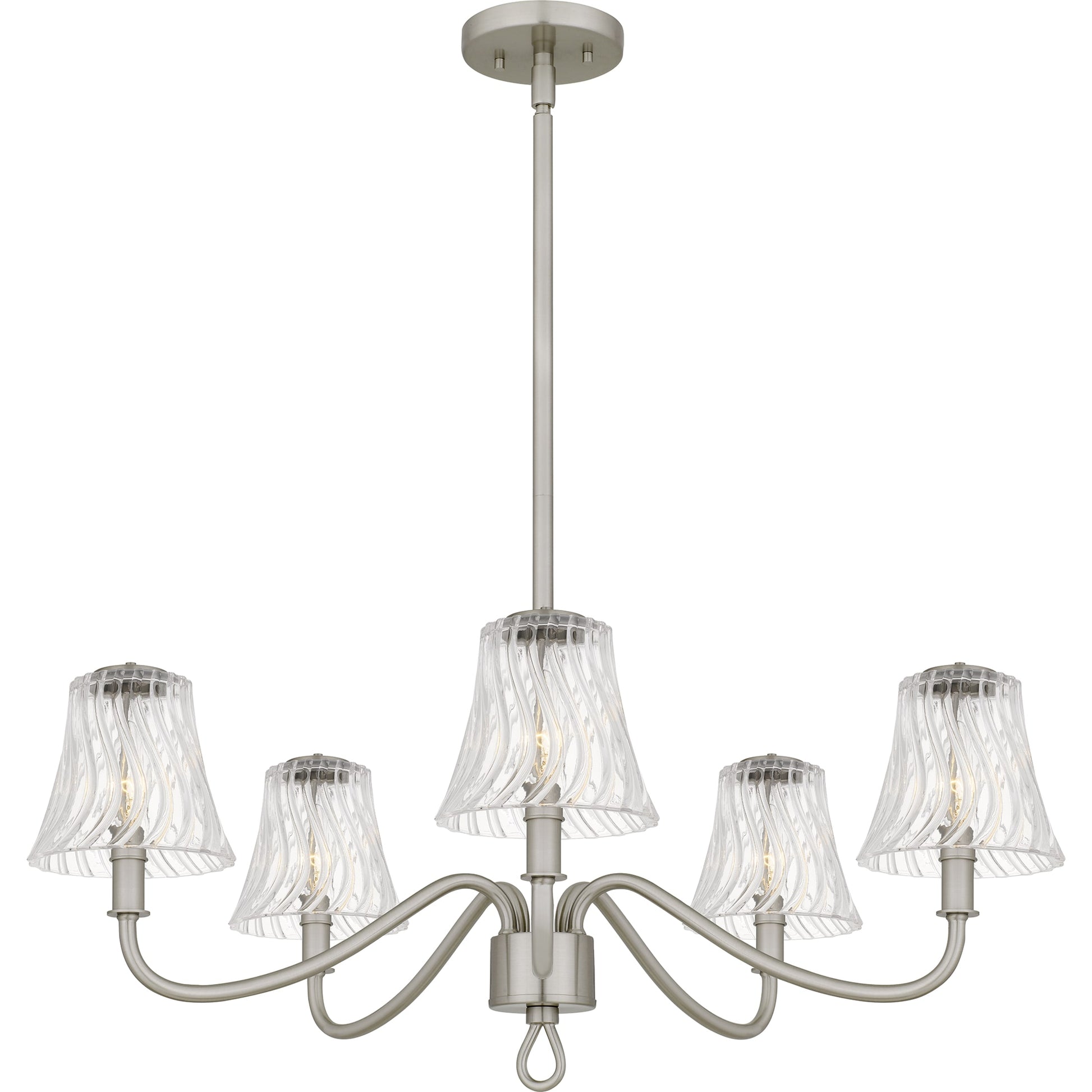 Quoizel McKinney 5 -Light Brushed Nickel Indoor Clear glass Glass Steel Chandelier