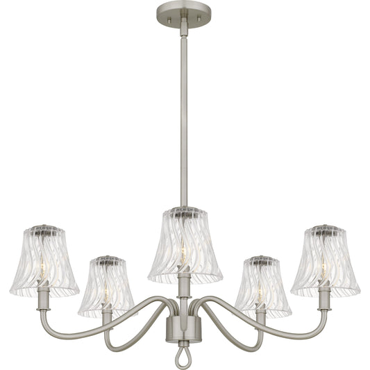 Quoizel McKinney 5 -Light Brushed Nickel Indoor Clear glass Glass Steel Chandelier