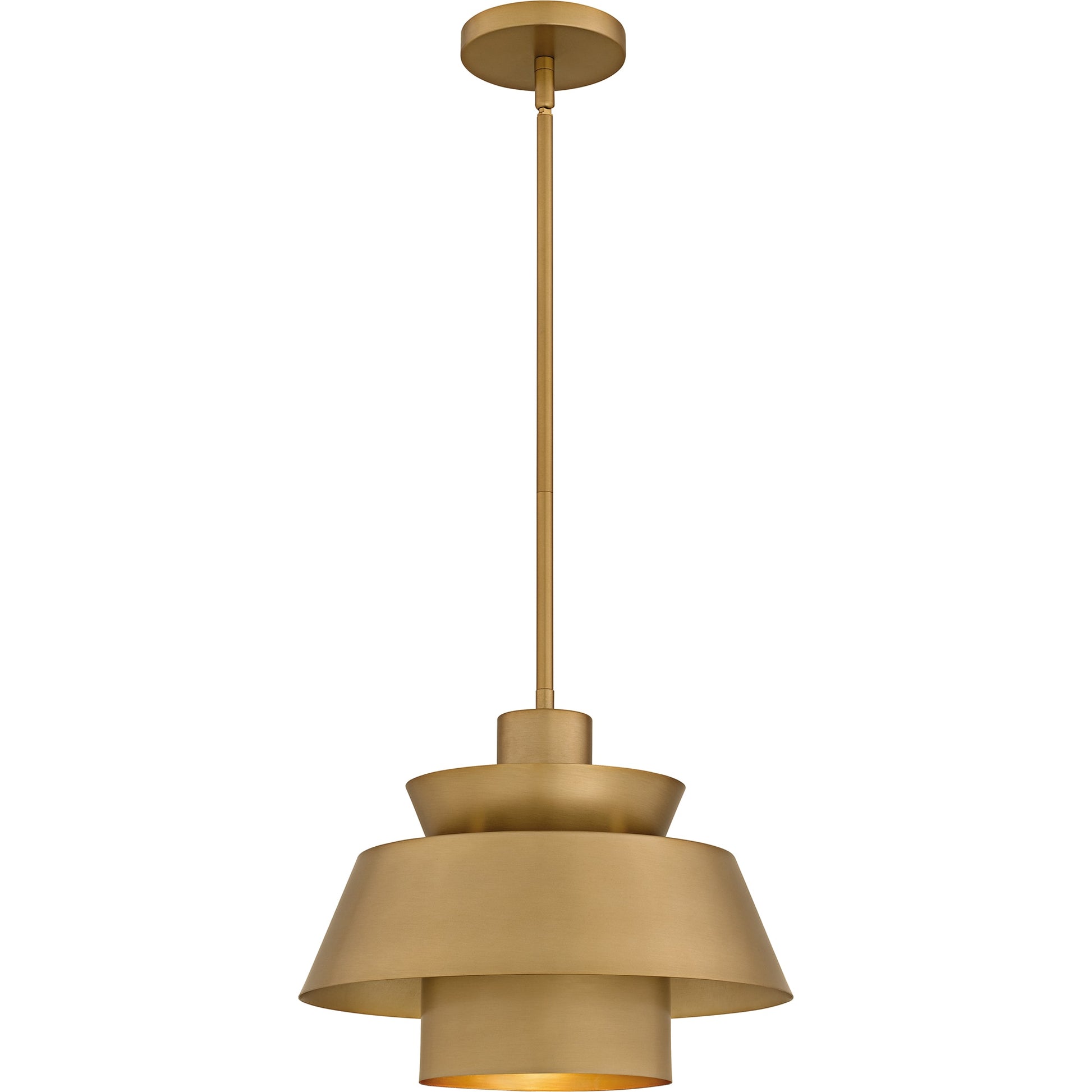 Quoizel Lumi 1 -Light Brushed Weathered Brass Modern/contemporary Metal Geometric Medium Indoor Hanging Pendant Light