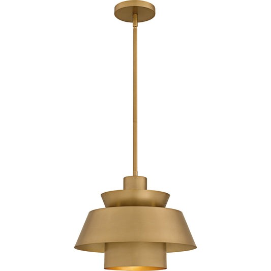 Quoizel Lumi 1 -Light Brushed Weathered Brass Modern/contemporary Metal Geometric Medium Indoor Hanging Pendant Light