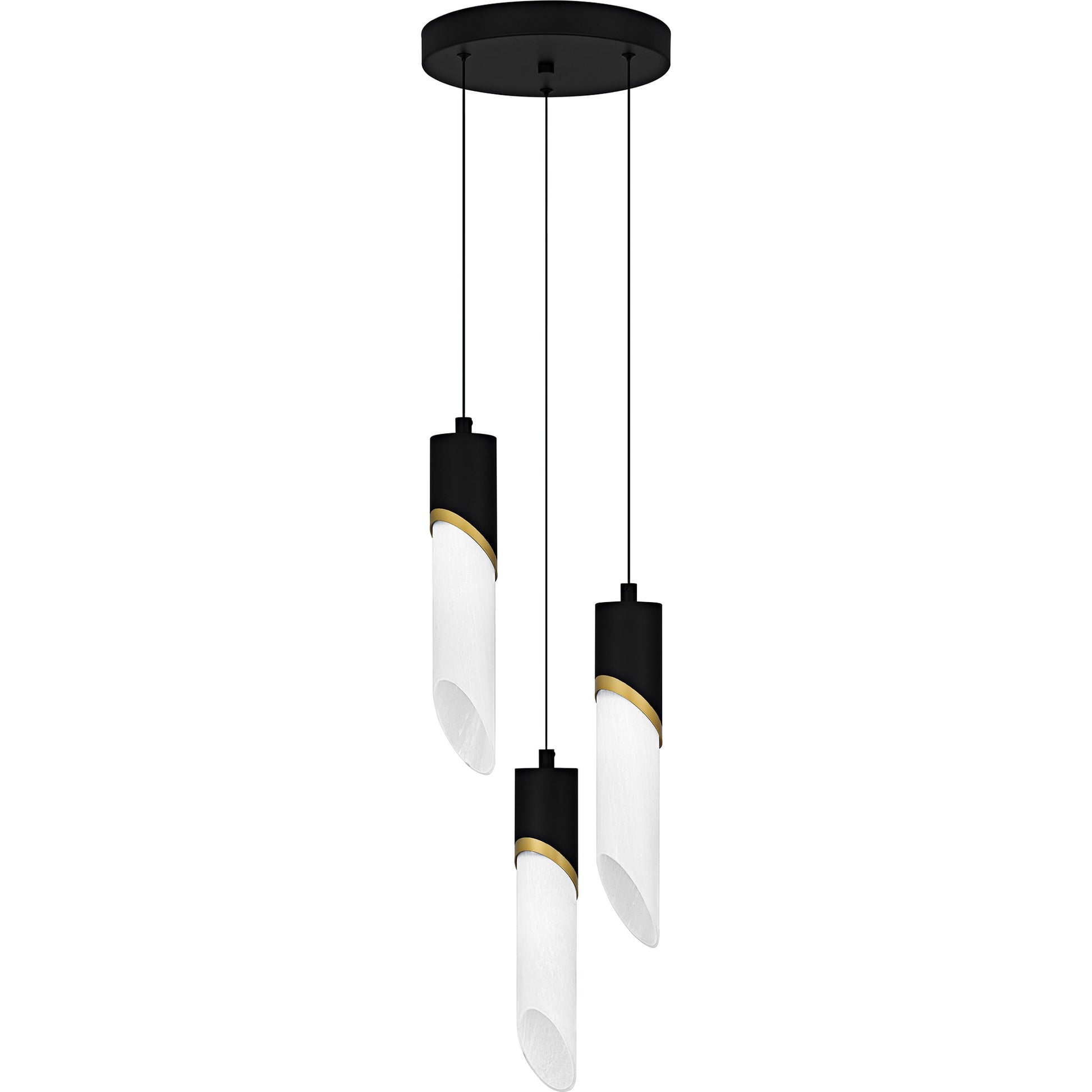 Quoizel Alys 3 -Light Matte Black Modern/contemporary Alabaster glass Geometric Integrated LED Medium Hanging Pendant light