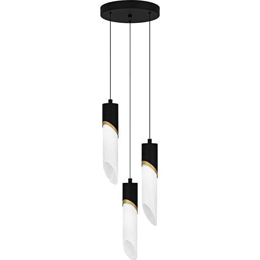 Quoizel Alys 3 -Light Matte Black Modern/contemporary Alabaster glass Geometric Integrated LED Medium Hanging Pendant light