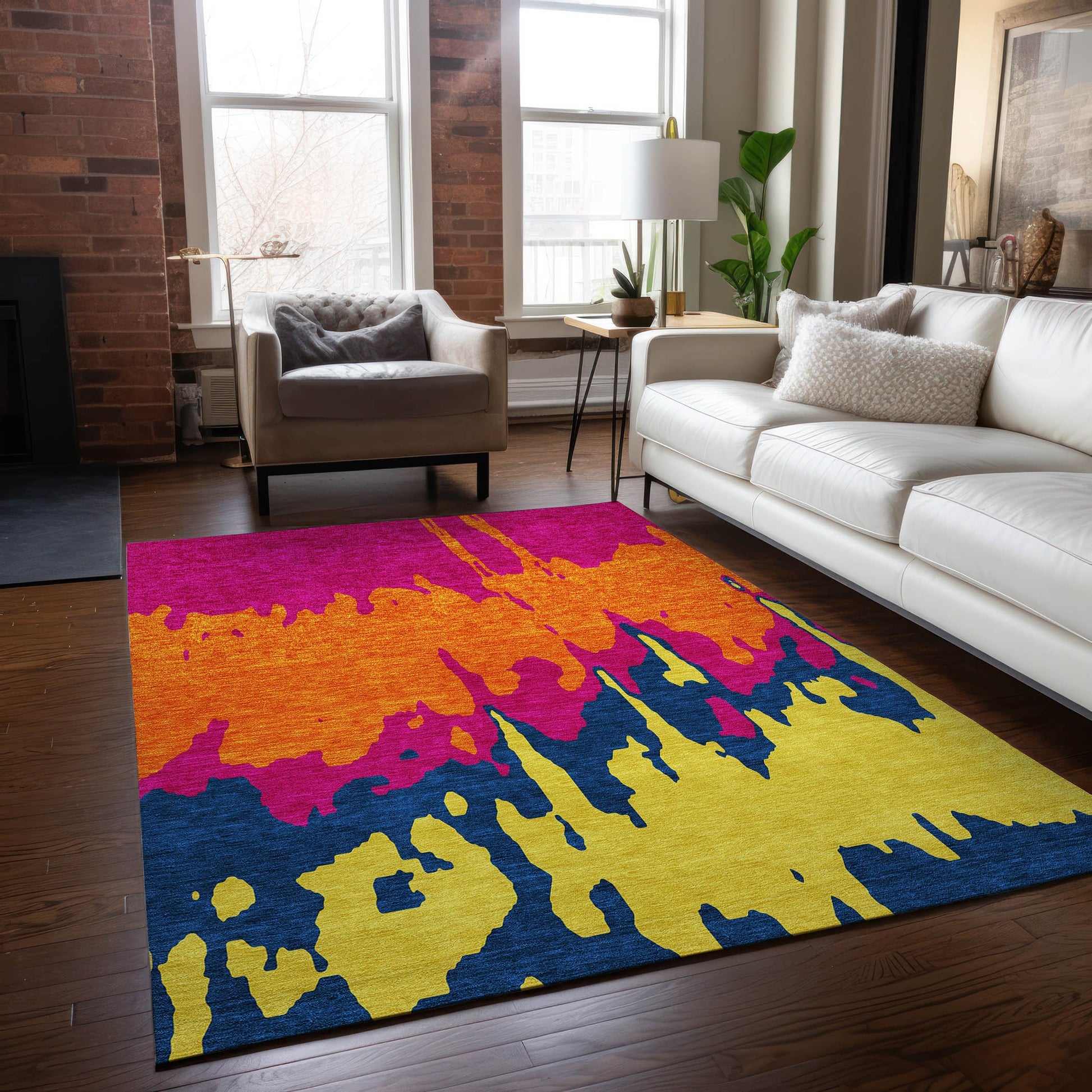 Addison Rugs Chantille ACN961PI 9 x 12 (ft) Loomed Polyester Pink Rectangular Indoor/Outdoor Machine washable Pet Friendly Area rug