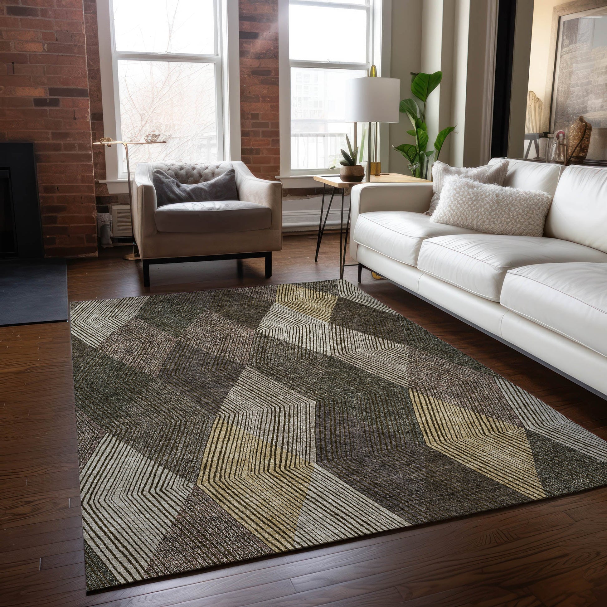 Addison Rugs Chantille ACN962BR 9 x 12 (ft) Loomed Polyester Brown Rectangular Indoor/Outdoor Machine washable Pet Friendly Area rug