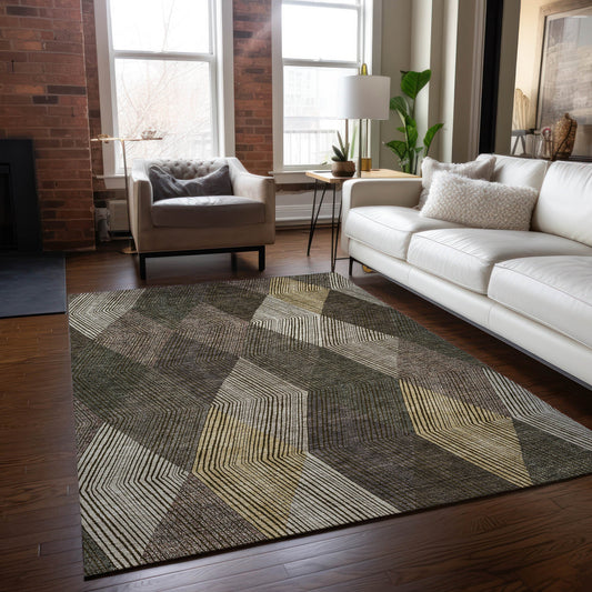 Addison Rugs Chantille ACN962BR 9 x 12 (ft) Loomed Polyester Brown Rectangular Indoor/Outdoor Machine washable Pet Friendly Area rug