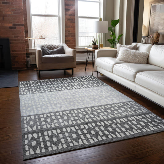 Addison Rugs Chantille ACN964GY 8 x 10 (ft) Loomed Polyester Gray Rectangular Indoor/Outdoor Machine washable Pet Friendly Area rug