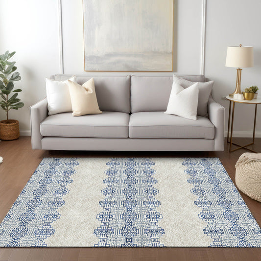 Addison Rugs Chantille ACN970NA 8 x 10 (ft) Loomed Polyester Navy Rectangular Indoor/Outdoor Machine washable Pet Friendly Area rug