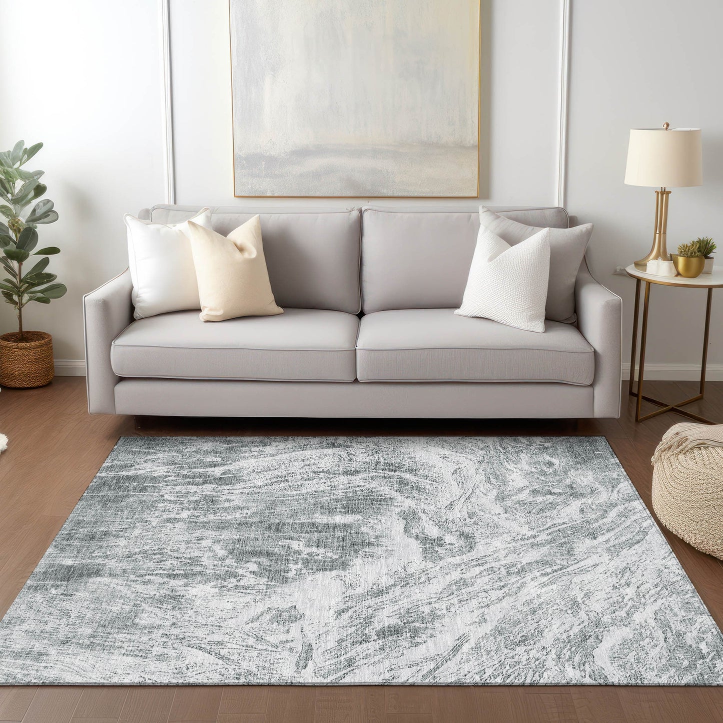 Addison Rugs Chantille ACN971GY 8 x 10 (ft) Loomed Polyester Gray Rectangular Indoor/Outdoor Machine washable Pet Friendly Area rug