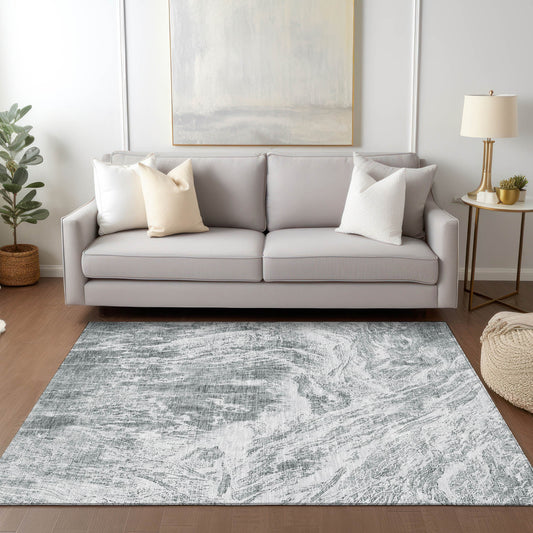 Addison Rugs Chantille ACN971GY 8 x 10 (ft) Loomed Polyester Gray Rectangular Indoor/Outdoor Machine washable Pet Friendly Area rug