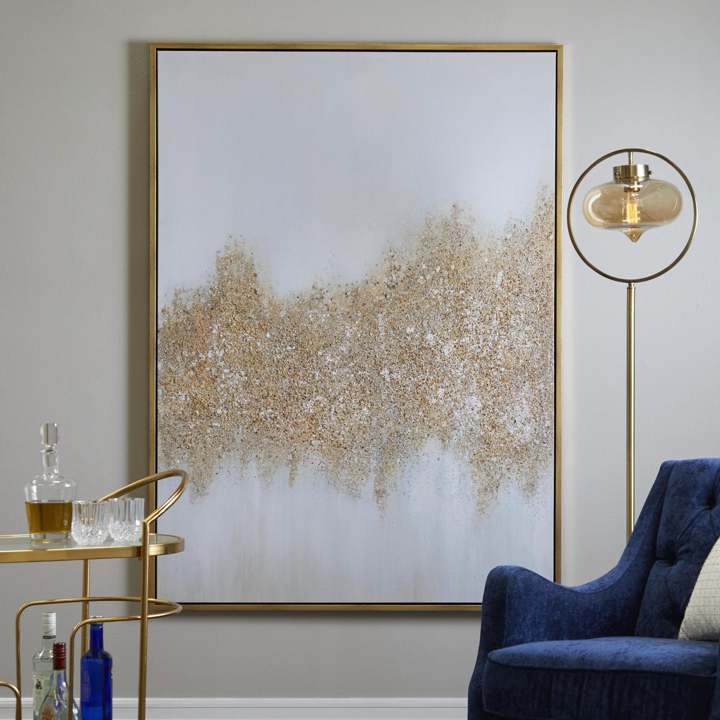 Grayson Lane Gold Abstract Framed Wall Art Gold Plastic Framed 65-in H x 47.5-in W Abstract Canvas Painting