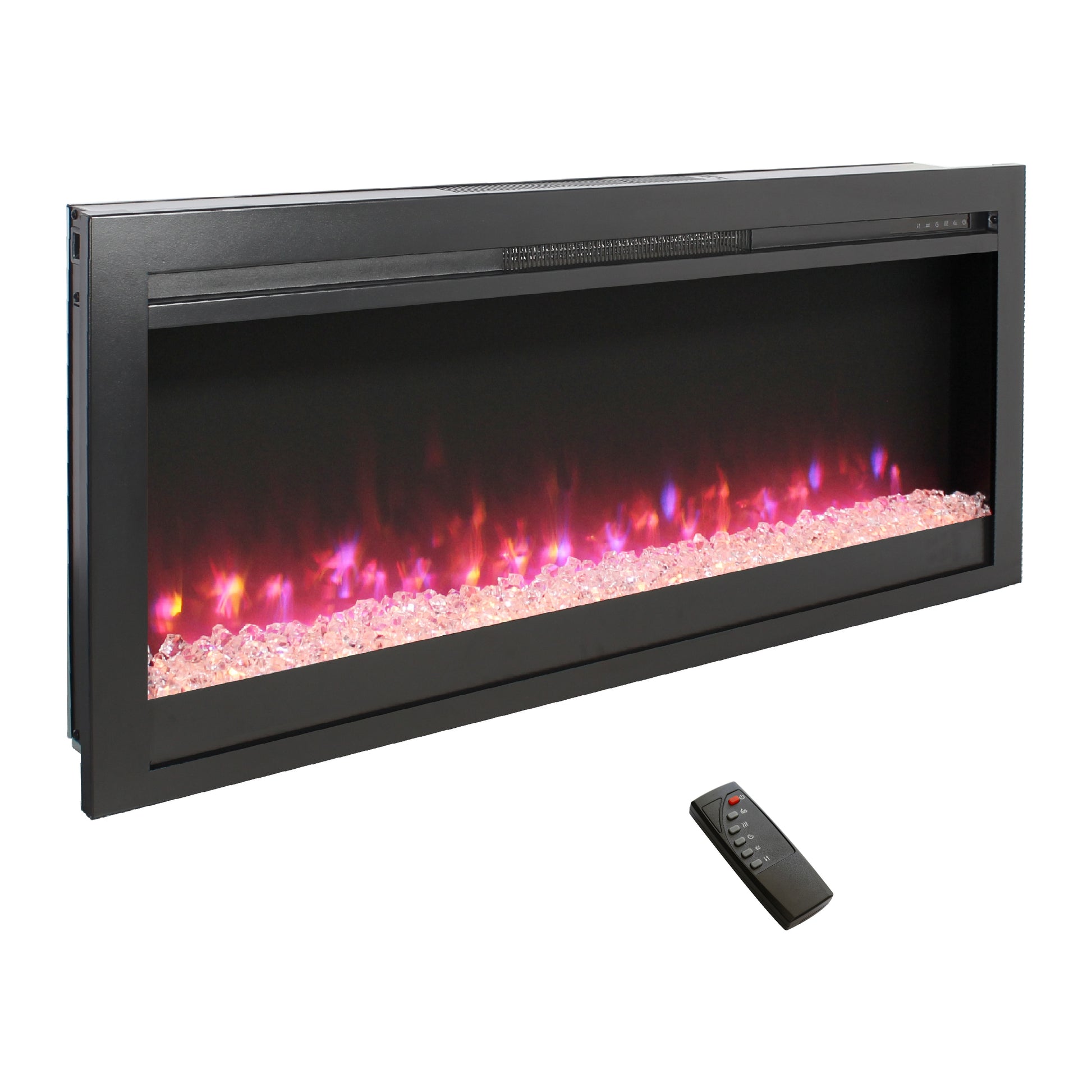EdenDirect 44-in W Black Wall mount LED Flat Wall Electric Fireplace with Remote Control Included
