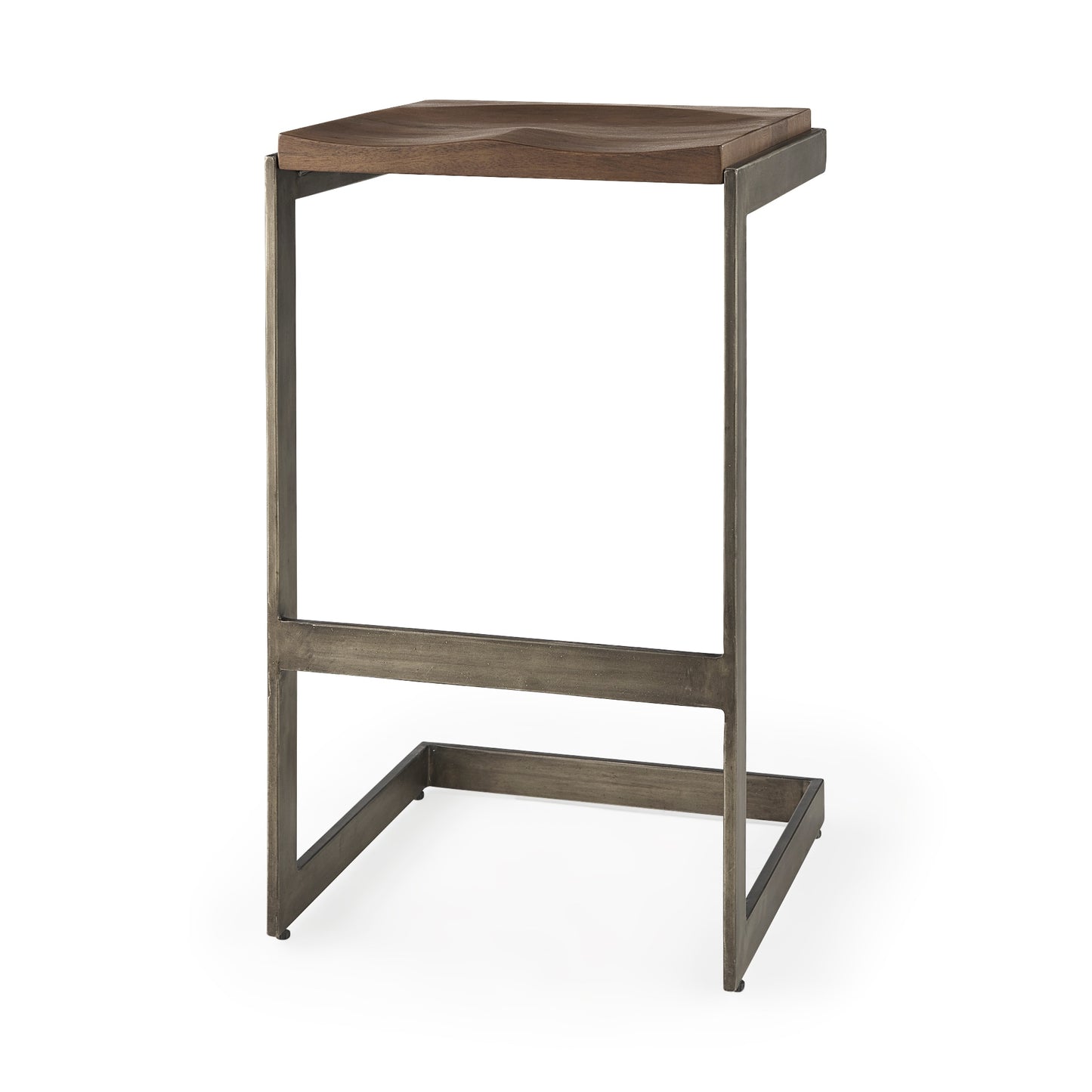 Mercana Brown,Nickel 30-in H Bar height Metal Bar Stool