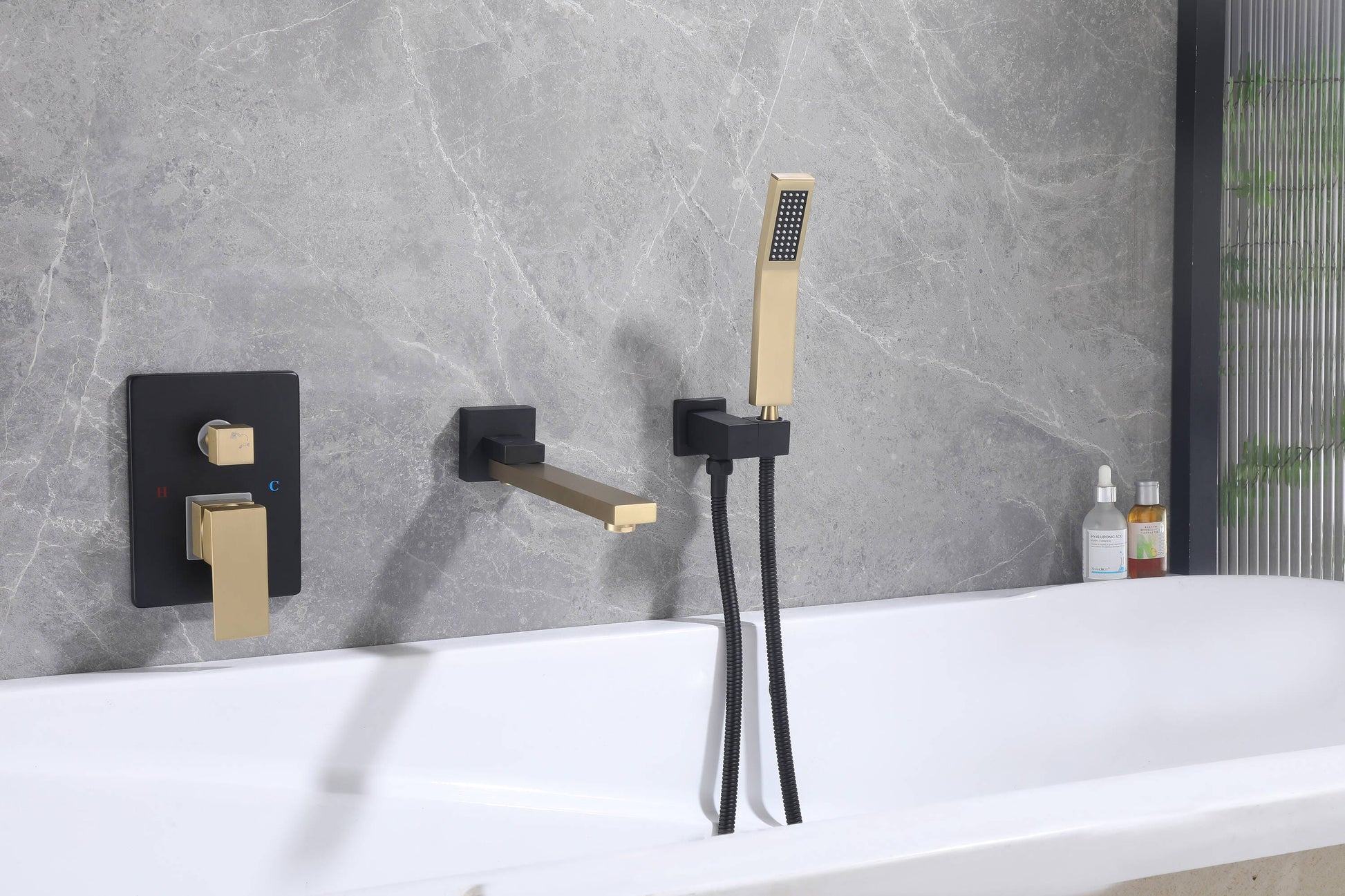 Royal Guard Matte Black 1-handle Deck-mount Roman Swivel Bathtub Faucet with Hand Shower ( Valve Included )