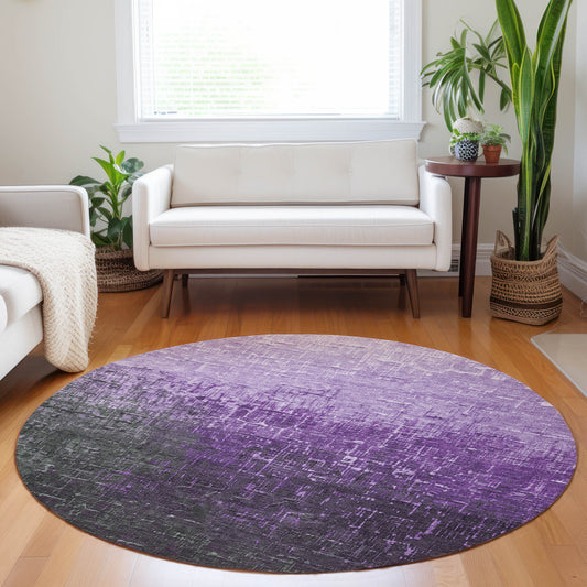 Addison Rugs Chantille ACN1066PP 8 x 8 (ft) Loomed Polyester Purple Round Indoor/Outdoor Geometric Machine washable Pet Friendly Area rug