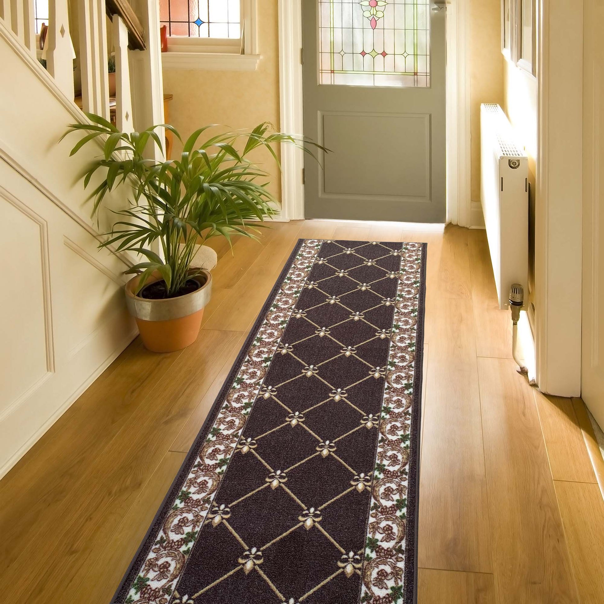 Playa Rug 2 x 48 (ft) Fleur De Lis-Brown Rectangular Indoor/Outdoor Floral/Botanical Pet Friendly Runner rug