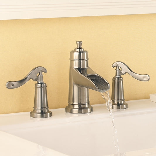 Pfister Ashfield Brushed Nickel Widespread 2-handle WaterSense Mid-arc Residential Handle Bathroom Sink Faucet with Drain