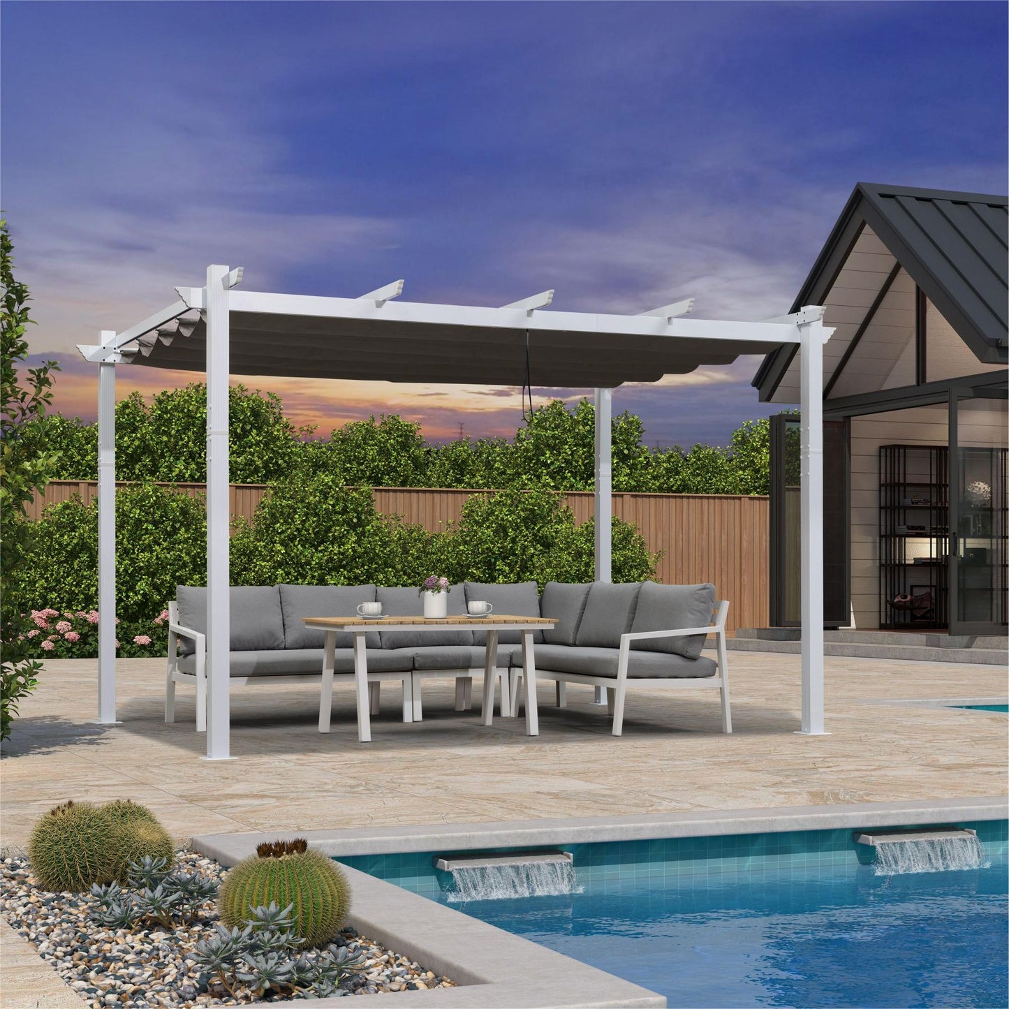 PURPLE LEAF Pergola 10-ft W x 12-ft L x 8-ft H Gray Metal Freestanding Pergola with Canopy