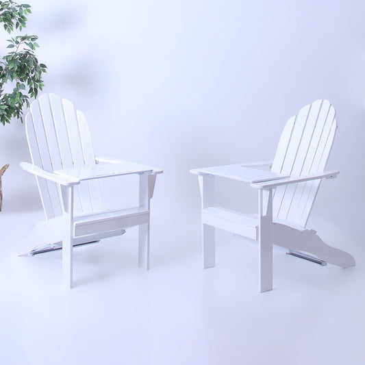 Cambridge Casual Thames Set of 2 White Mahogany Wood Frame Stationary Adirondack Chair with Slat Seat