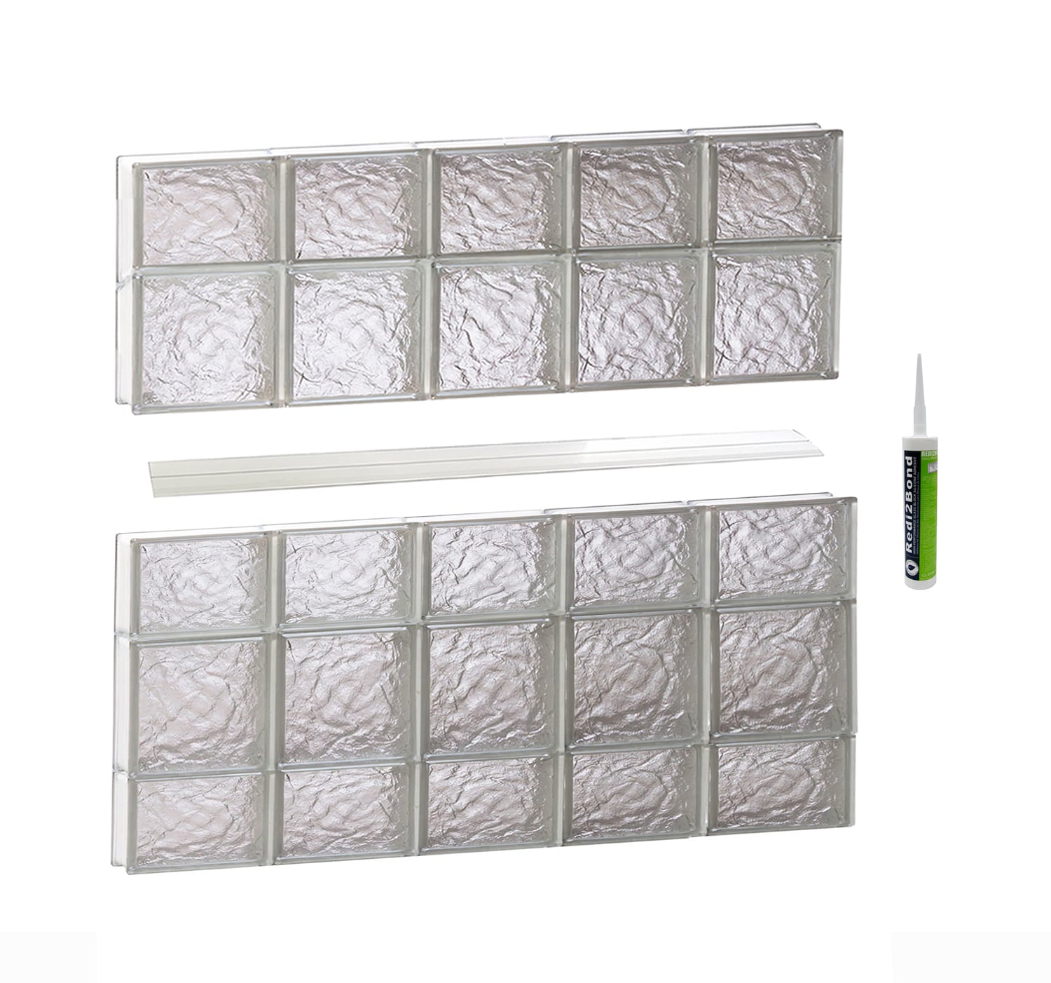 REDI2SET Ice Glass 38-3/4-in x 32-3/4-in Frameless Replacement Glass Block Window