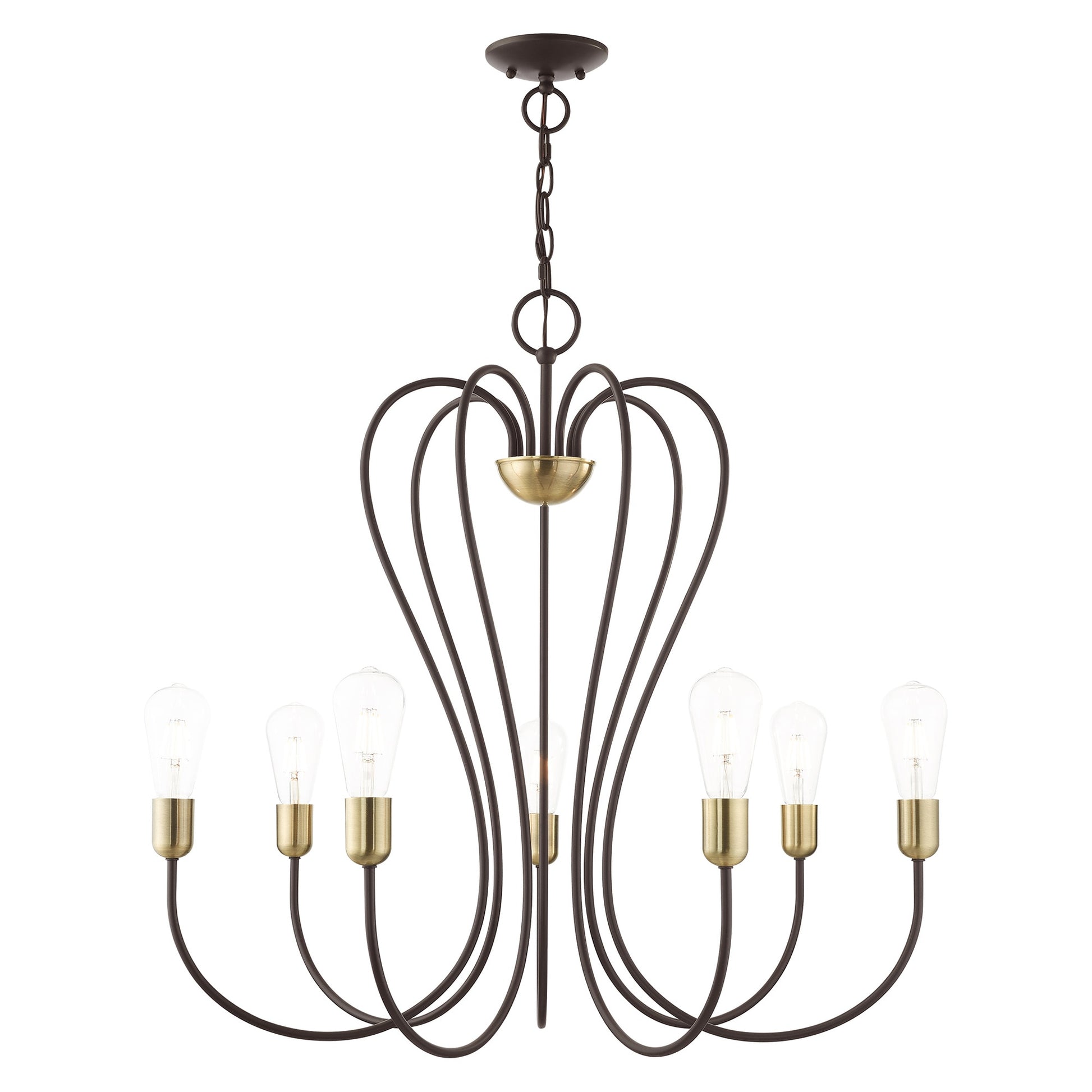 Livex Lighting Lucerne 7 -Light Matte Bronze Steel Chandelier