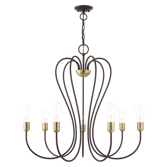 Livex Lighting Lucerne 7 -Light Matte Bronze Steel Chandelier