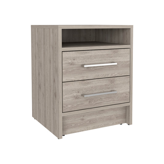 Lycvki Gray 2 -Drawer 15.7-in W x 19.9-in H Nightstand