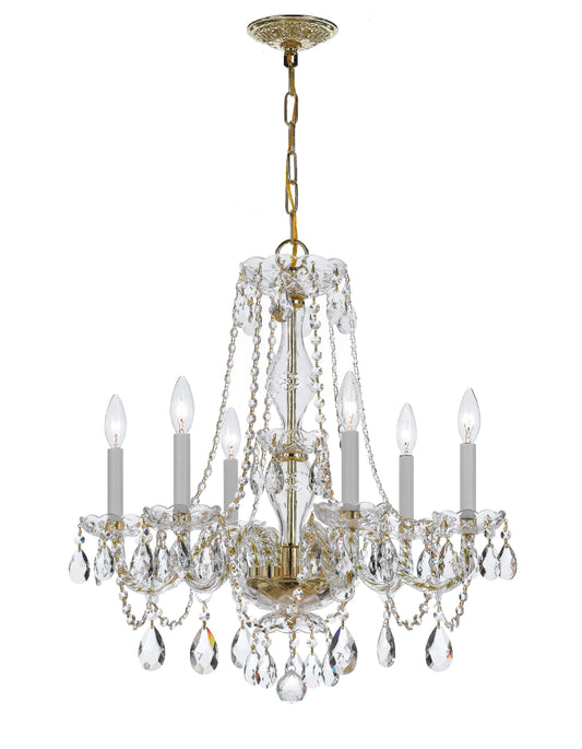 Crystorama Traditional Crystal 6 -Light Polished Gold Traditional Crystal For Use in Bathrooms, Bedrooms, Dining Rooms, Foyers, Kitchens, Living Rooms Chandelier