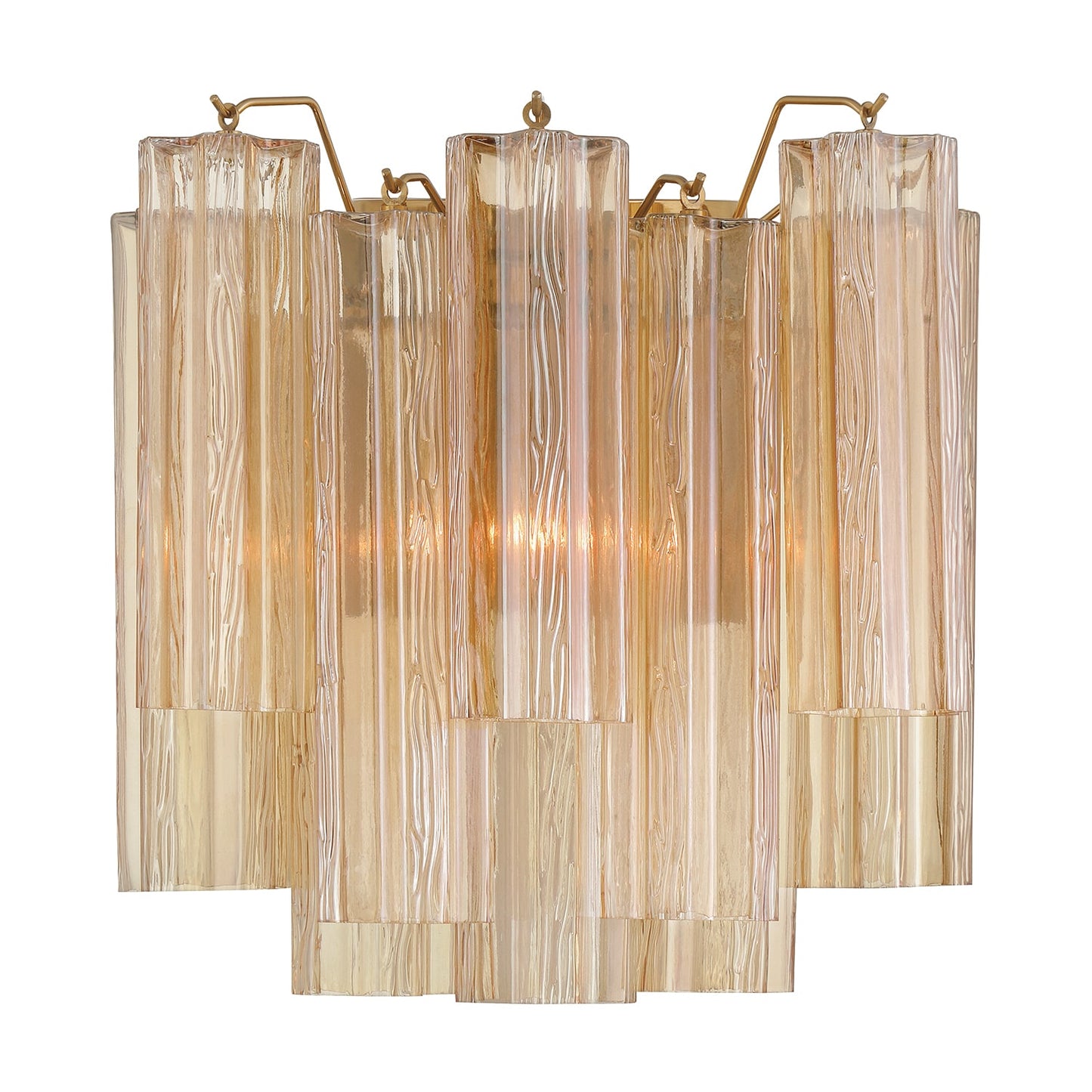 Crystorama Addis 14.5-in W 2 -Light Antique Gold Mid-century Wall Sconce