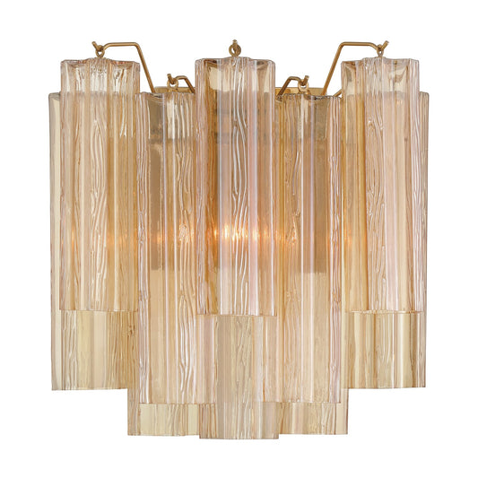 Crystorama Addis 14.5-in W 2 -Light Antique Gold Mid-century Wall Sconce