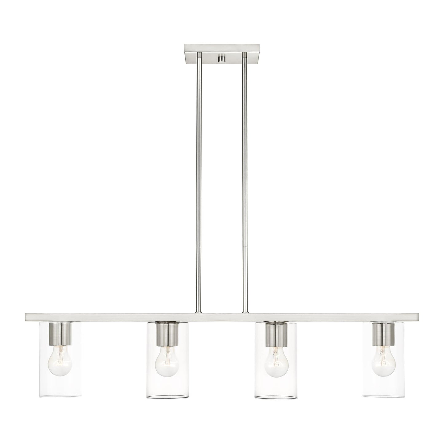 Livex Lighting Zurich 4 -Light Brushed Nickel Indoor Clear glass Glass Steel Chandelier