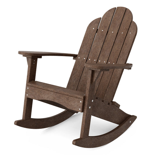 Wildridge Classic Adirondack Tudor Brown HDPE Frame Rocking Chair with Slat Seat