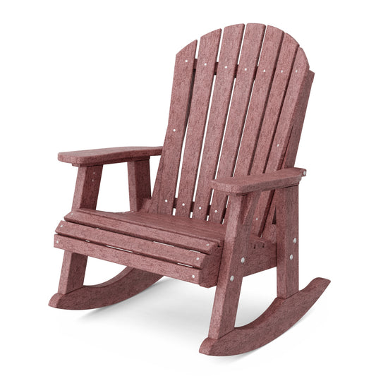 Wildridge Heritage Adirondack Cherrywood HDPE Frame Rocking Chair with Slat Seat