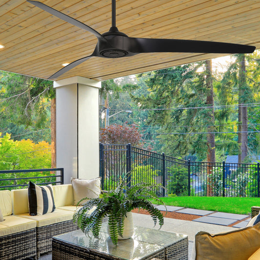 Harbor Breeze Milroy 72-in Matte Black with Matte Black Blades Covered Outdoor Ceiling Fan Without Light and Remote Included 3 -Blade