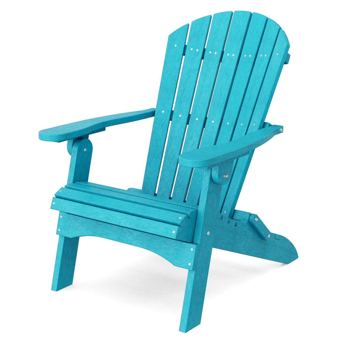 Wildridge Heritage Folding Aruba Blue HDPE Frame Stationary Adirondack Chair with Slat Seat