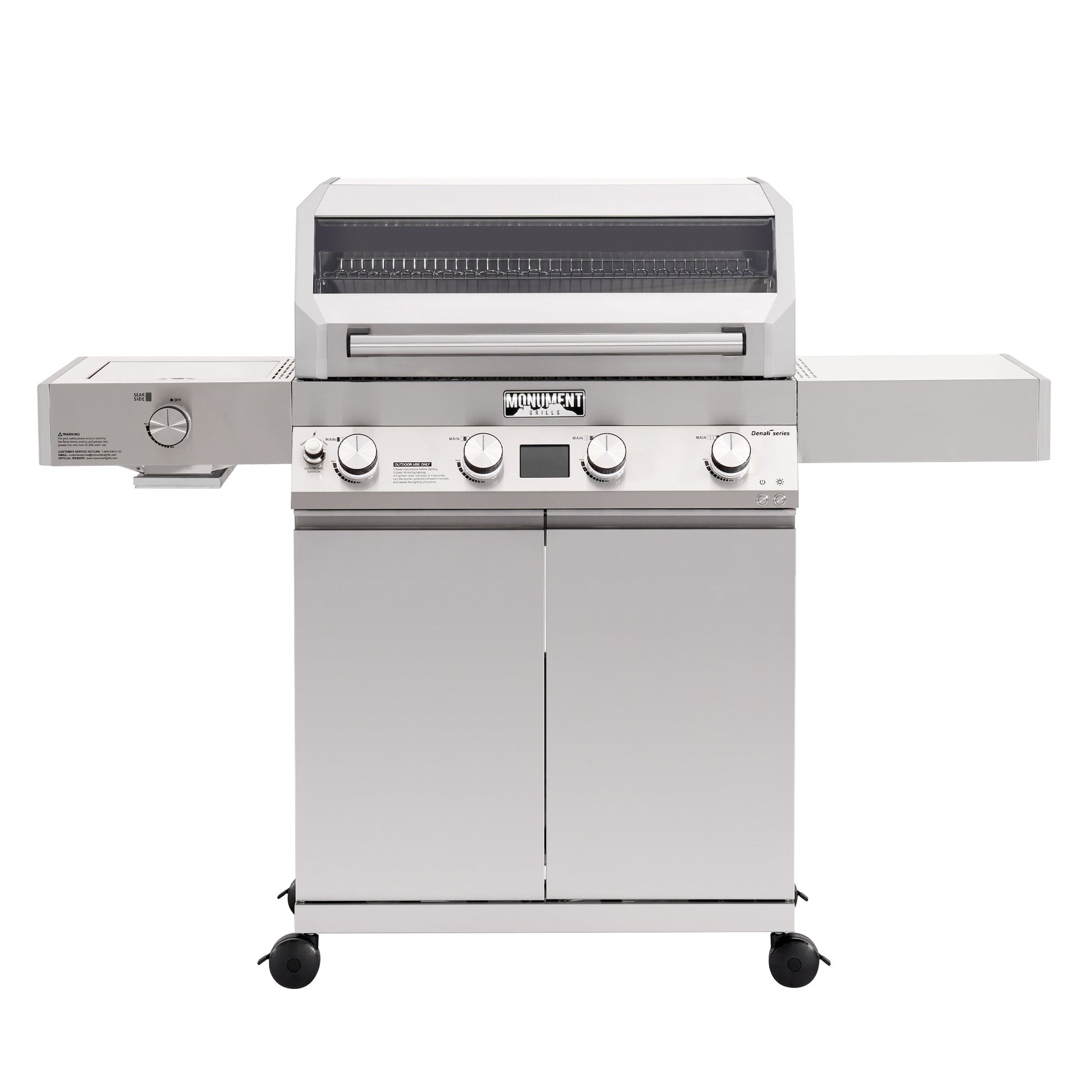 Monument Denali 410 Stainless steel 4 -Burner Infrared Liquid Propane Gas Grill 1 -Side Burner