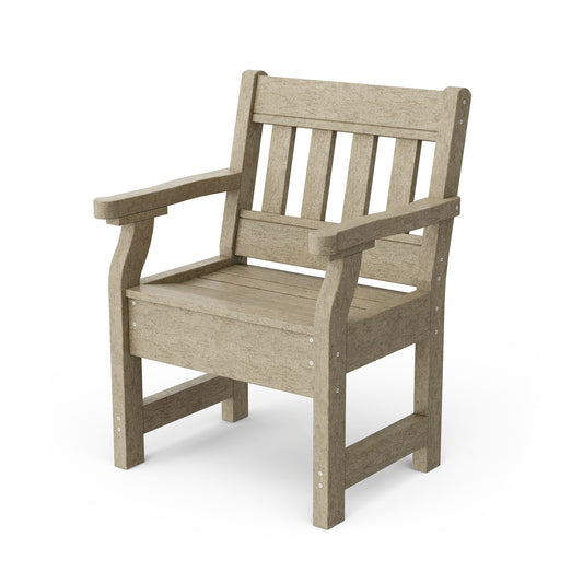 Wildridge Heritage Garden Weathered Wood HDPE Frame Stationary Conversation Chair with Slat Seat