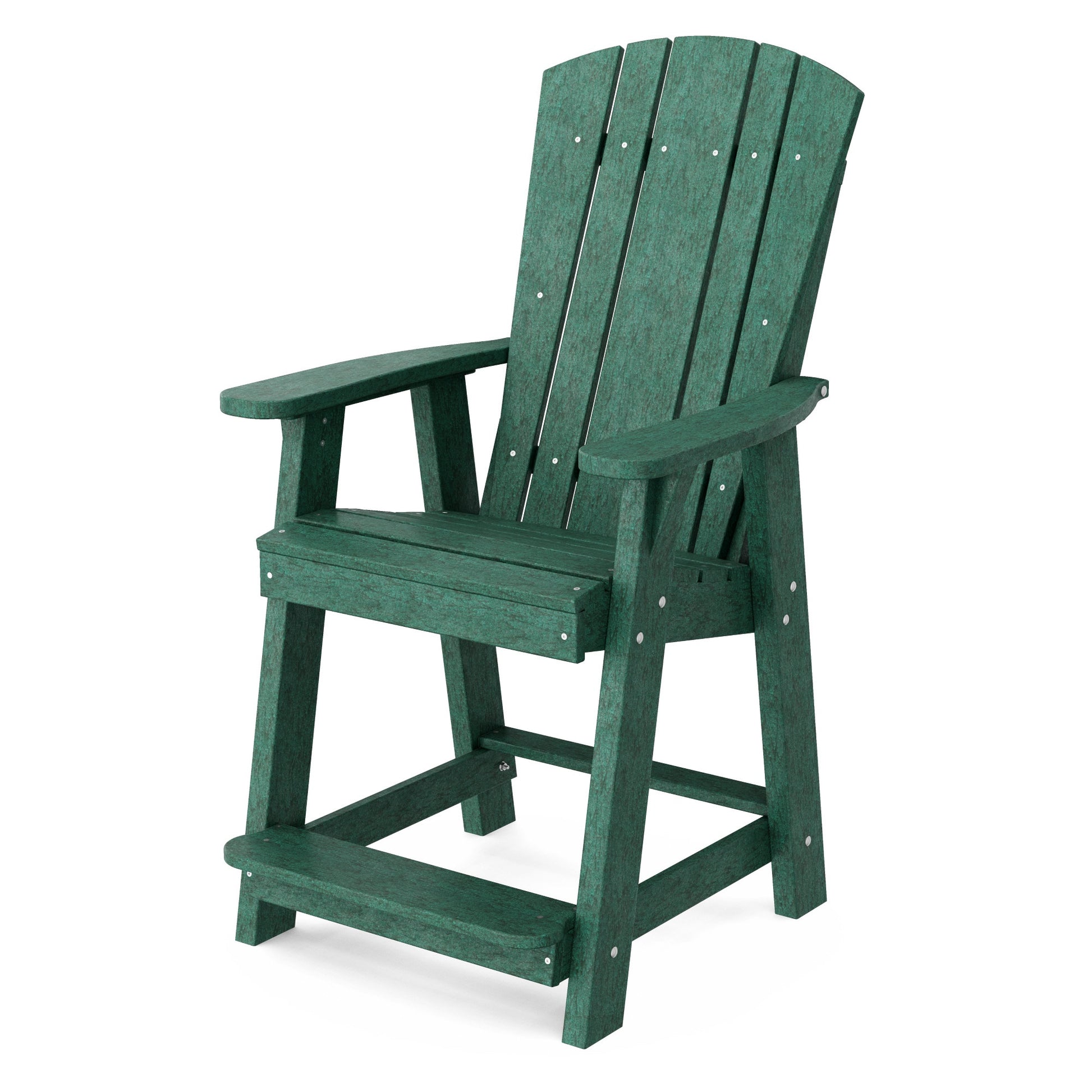 Wildridge Heritage Balcony Turf Green HDPE Frame Stationary Counter-height Chair with Slat Seat