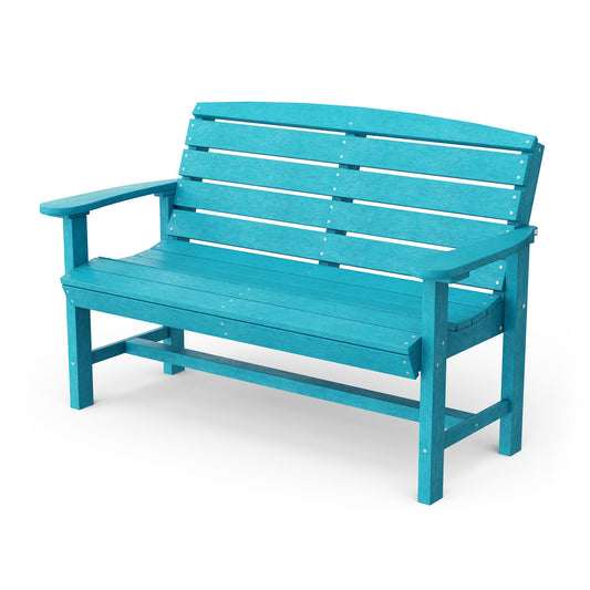 Wildridge Classic 55.5-in W x 34-in H Aruba Blue Plastic Traditional Bench