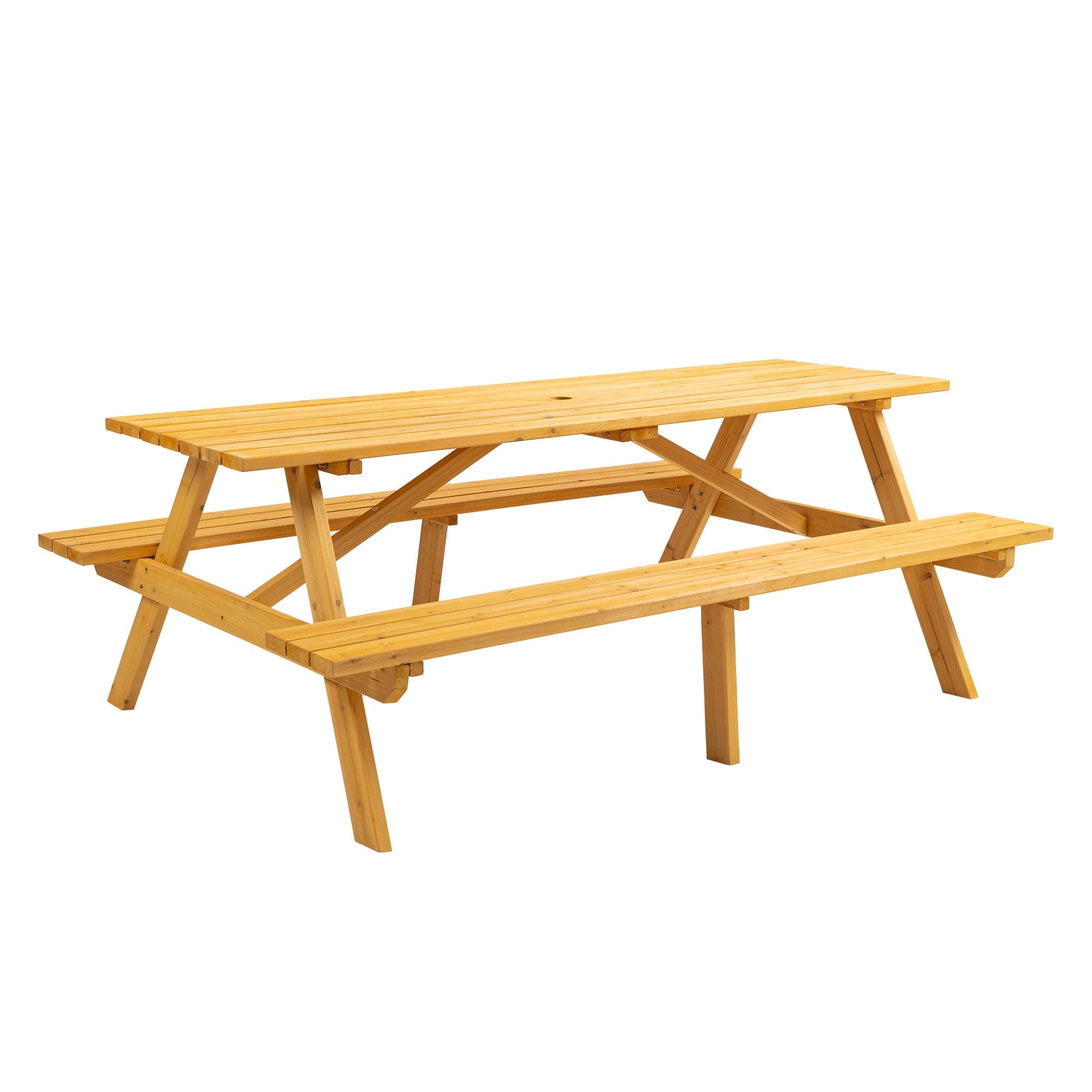SINOFURN 75-in Yellow Douglas fir Rectangle Picnic Table