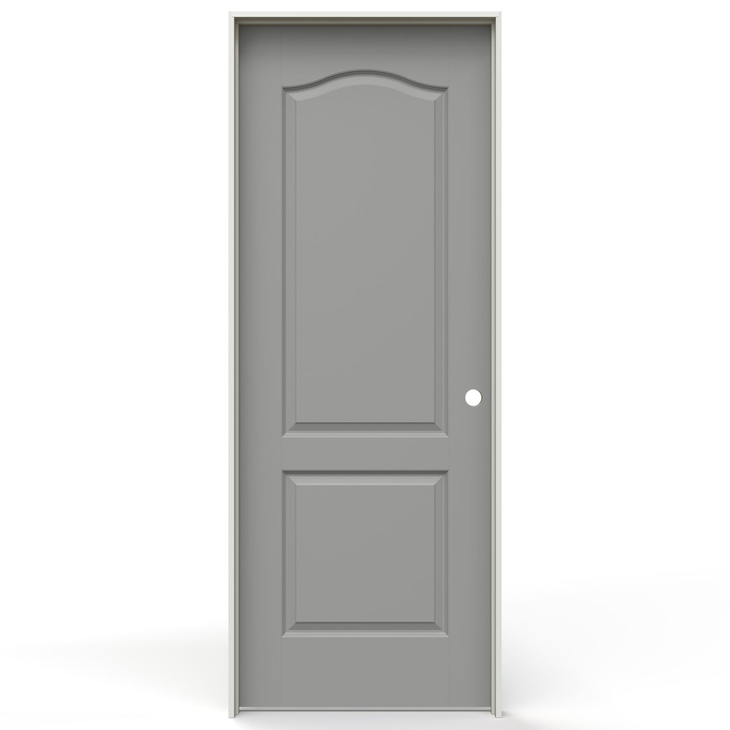 JELD-WEN 24-in x 80-in Gray Pearl Solid core 2-panel Left hand Smooth Prefinished Molded composite Flat Jamb Single Prehung Interior Door