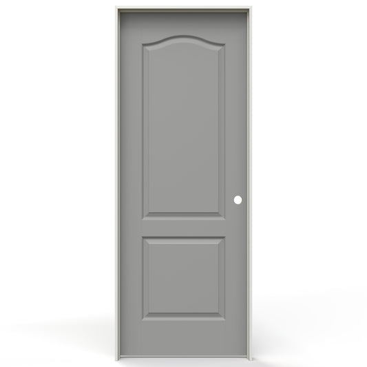 JELD-WEN 24-in x 80-in Gray Pearl Solid core 2-panel Left hand Smooth Prefinished Molded composite Flat Jamb Single Prehung Interior Door