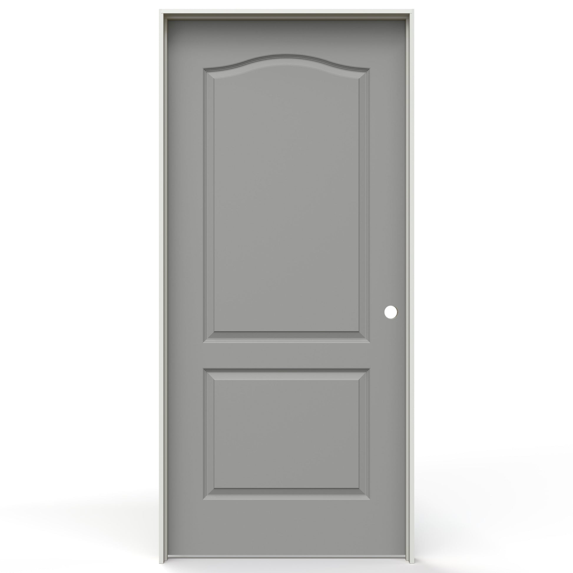 JELD-WEN 36-in x 80-in Gray Pearl Solid core 2-panel Left hand Smooth Prefinished Molded composite Flat Jamb Single Prehung Interior Door